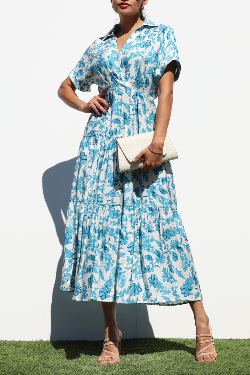 DD7253, TIERED WOVEN MIDI DRESS