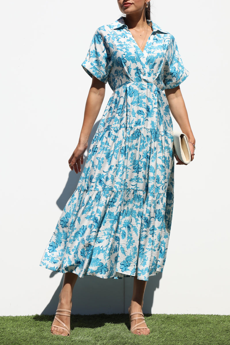 DD7253, TIERED WOVEN MIDI DRESS