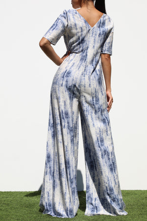 DD7252, LOOSE FIT V NECK WOVEN JUMPSUIT