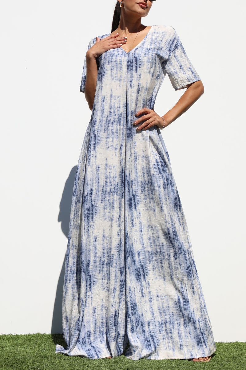DD7252, LOOSE FIT V NECK WOVEN JUMPSUIT