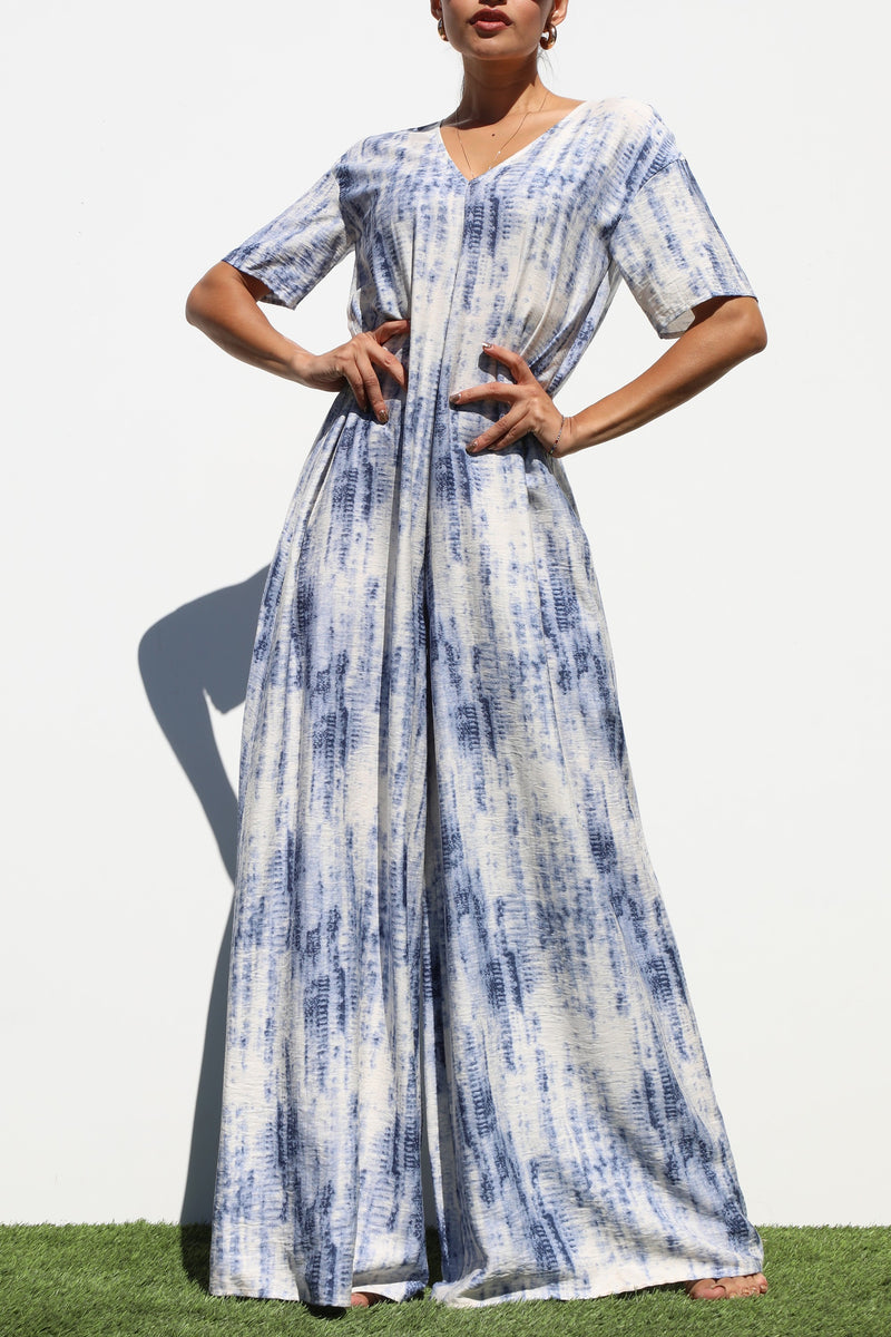 DD7252, LOOSE FIT V NECK WOVEN JUMPSUIT