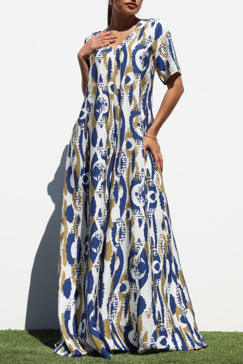 DD7251, LOOSE FIT V NECK WOVEN JUMPSUIT