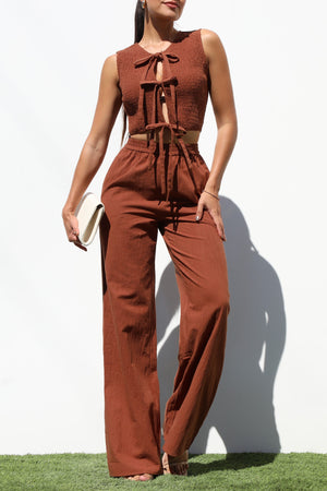 DD7255, SMOCKED TOP AND PANTS SET