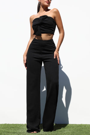 DD3652, KNOTTED KNIT TOP AND PANTS SET