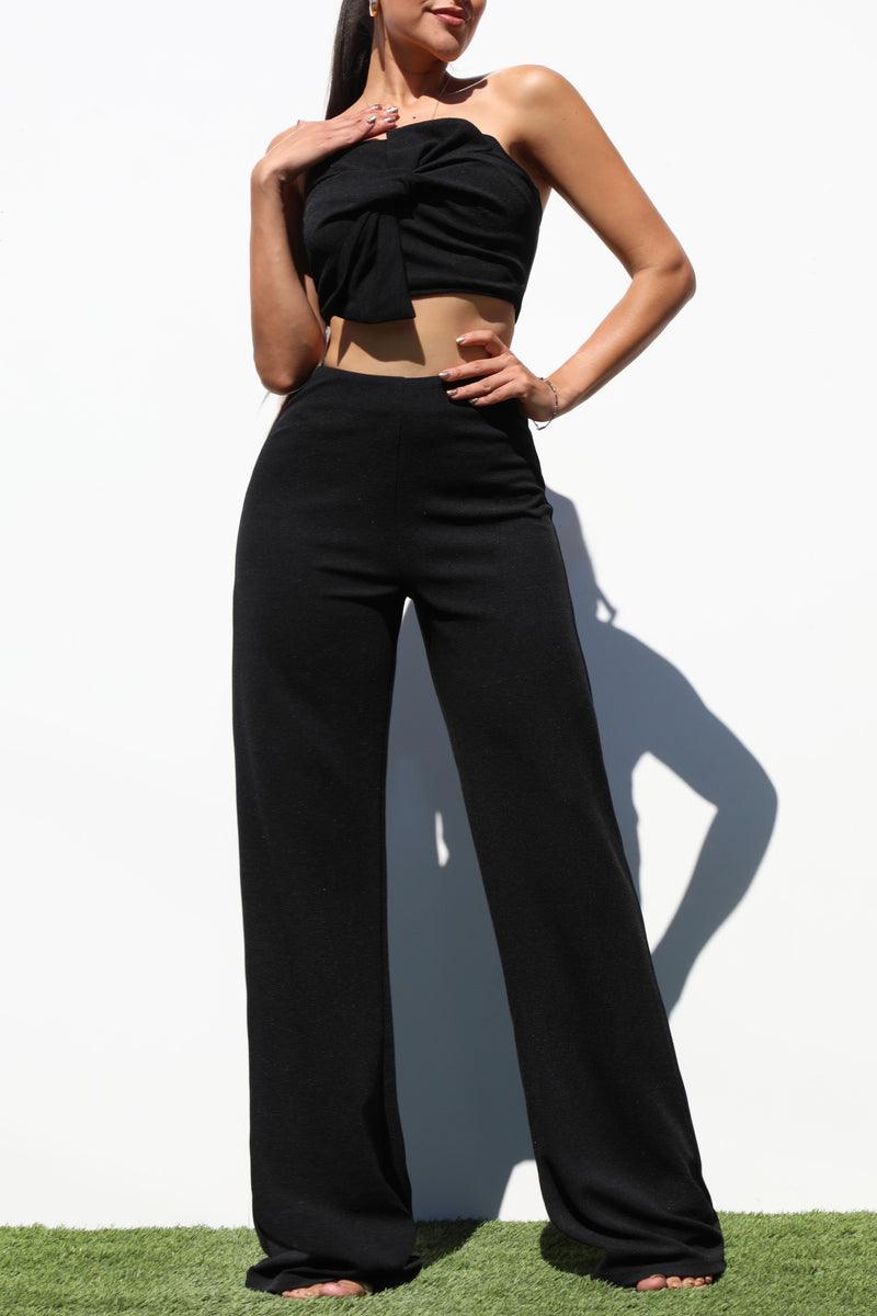 DD3652, KNOTTED KNIT TOP AND PANTS SET