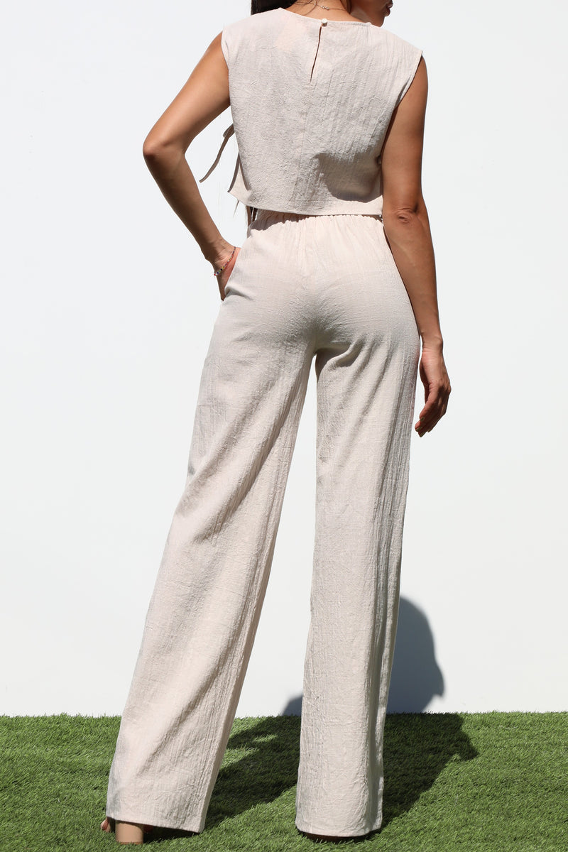 DD7147, LOOSE FIT WOVEN TOP AND PANTS SET