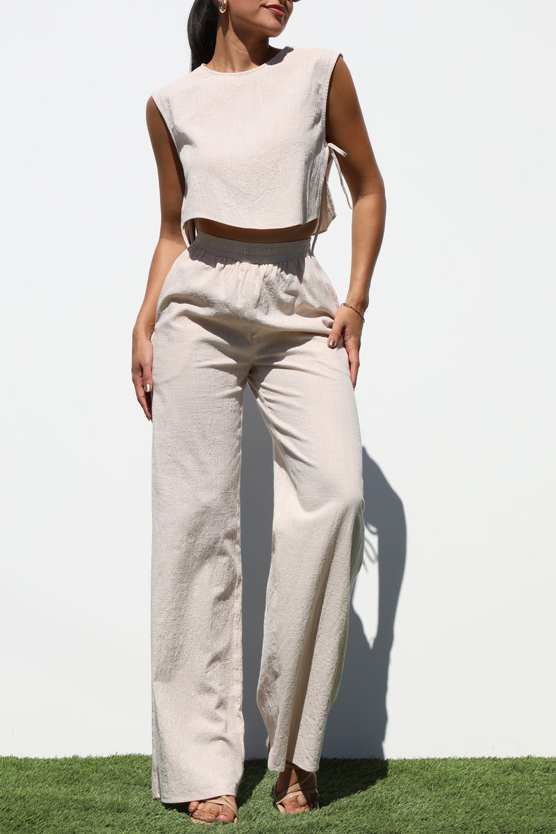 DD7147, LOOSE FIT WOVEN TOP AND PANTS SET