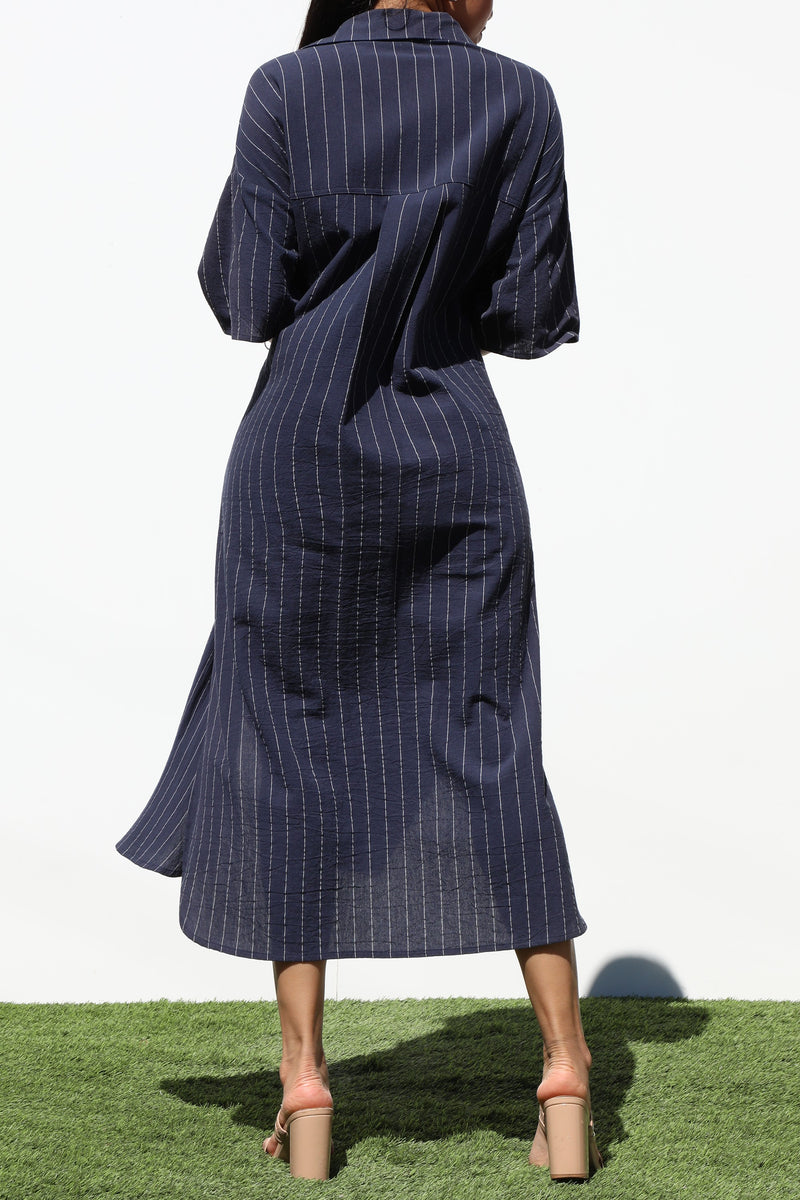 DD4402, STRIPED BUTTON DOWN WOVEN SHIRT DRESS