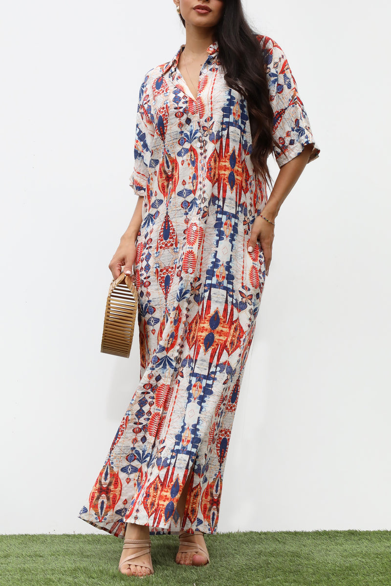 DD7126, STRIPED BUTTON DOWN WOVEN SHIRT DRESS