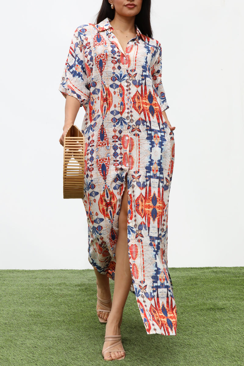 DD7126, STRIPED BUTTON DOWN WOVEN SHIRT DRESS