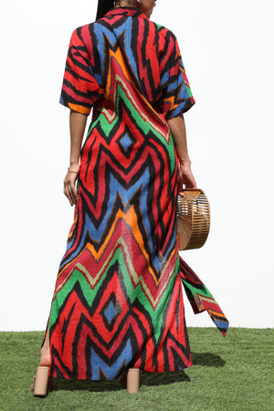 DD7126, STRIPED BUTTON DOWN WOVEN SHIRT DRESS