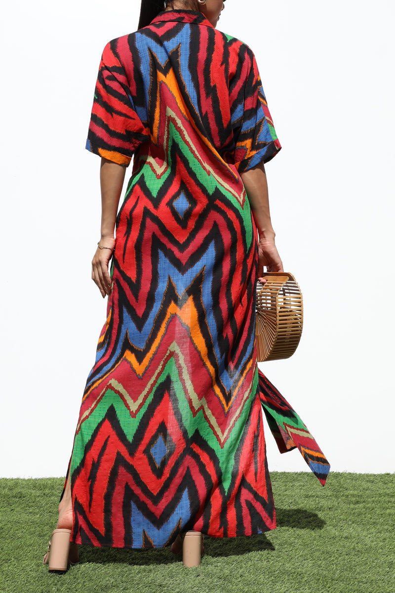 DD7126, STRIPED BUTTON DOWN WOVEN SHIRT DRESS
