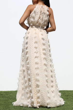 DD7145, HALTER NECK WOVEN MAXI DRESS
