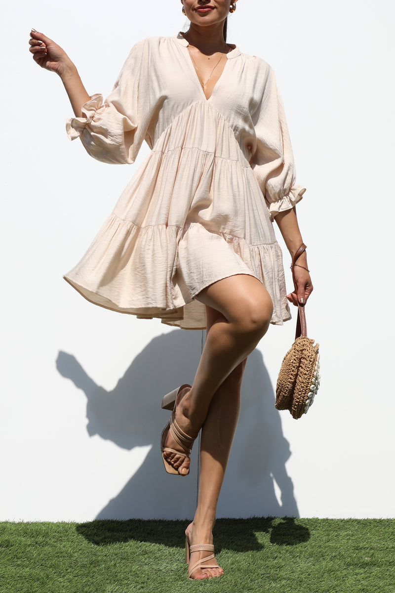 DD7284, LOOSE FIT WOVEN MINI DRESS