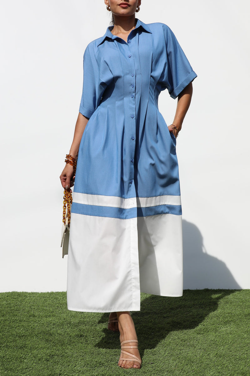 DD7258, DENIM BUTTON DOWN WOVEN DRESS