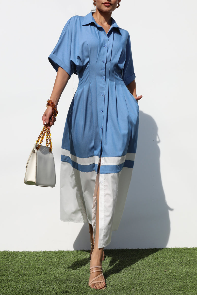 DD7258, DENIM BUTTON DOWN WOVEN DRESS