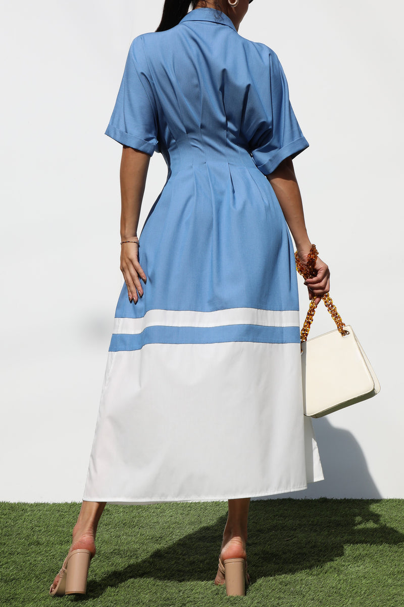 DD7258, DENIM BUTTON DOWN WOVEN DRESS