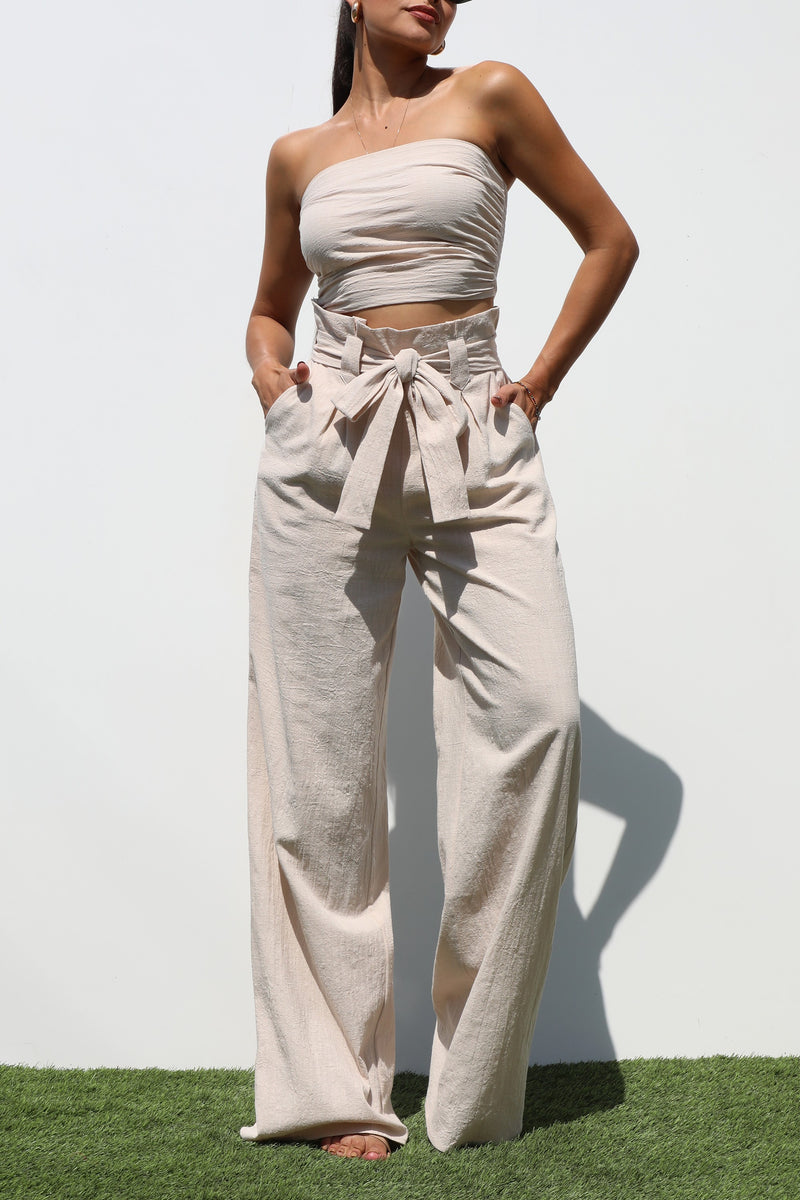 DD7286, TUBE WOVEN TOP AND PANTS SET