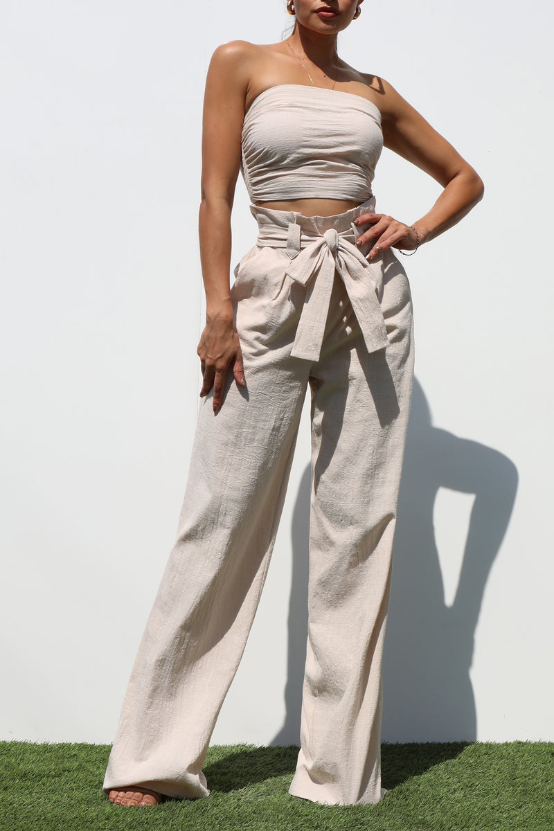 DD7286, TUBE WOVEN TOP AND PANTS SET