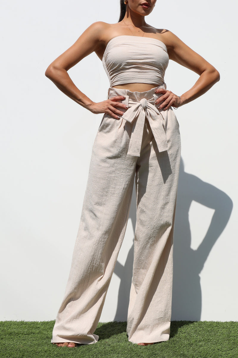 DD7286, TUBE WOVEN TOP AND PANTS SET