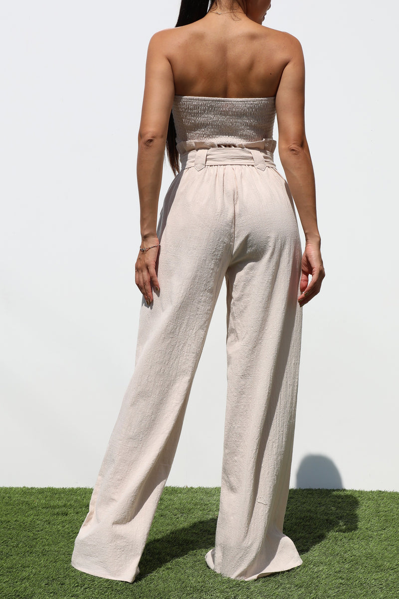 DD7286, TUBE WOVEN TOP AND PANTS SET