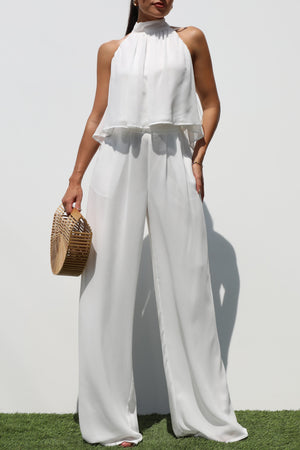 DD6976, HALTER NECK WOVEN  TOP AND PANT SET