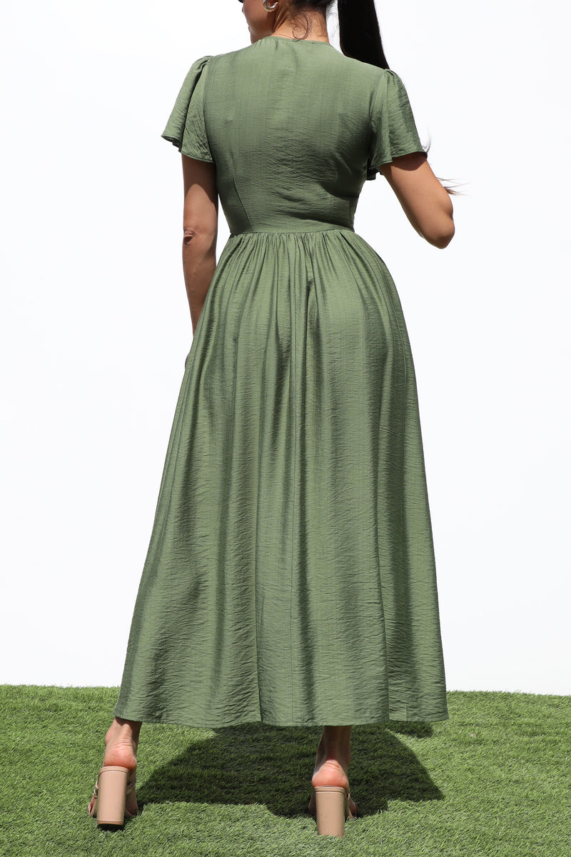 DD7246, SMOCKED TOP WOVEN MIDI DRESSES