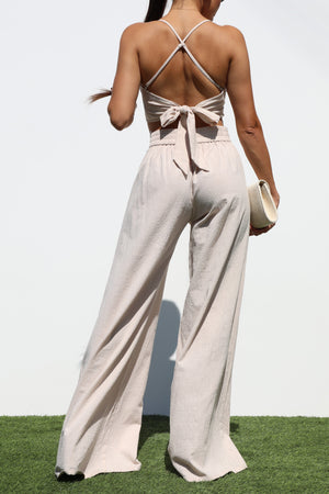 DD7134, SMOCKED WOVEN TOP AND PANTS SET