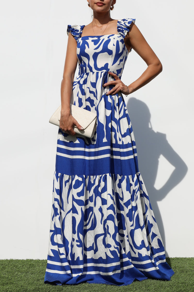 DD7197, PRINTED WOVEN MAXI DRESS