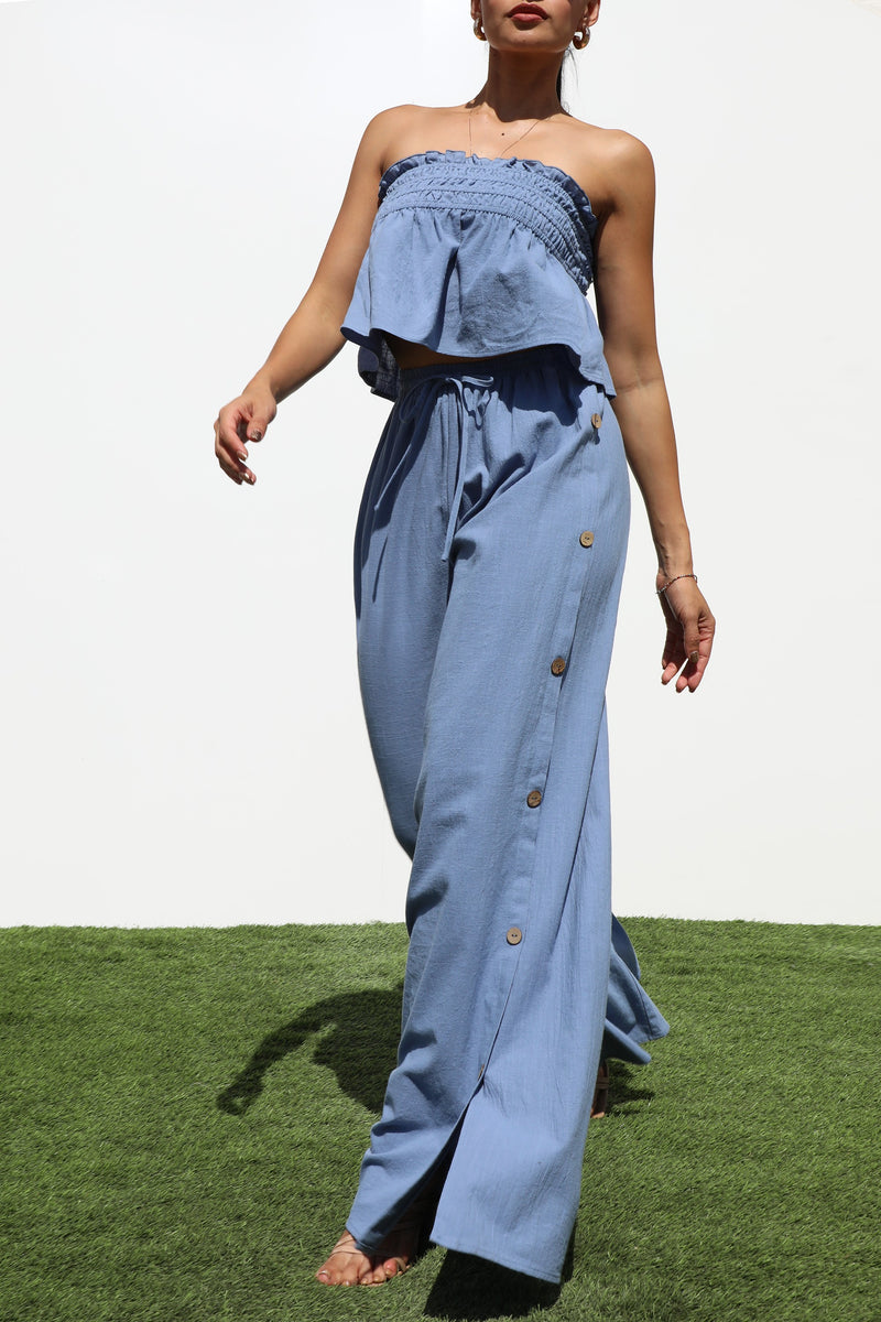 DD7228, TUBE WOVEN TOP AND PANTS SET