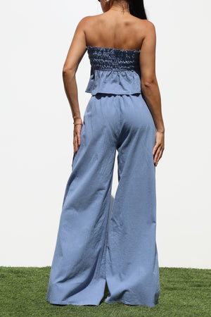 DD7228, TUBE WOVEN TOP AND PANTS SET