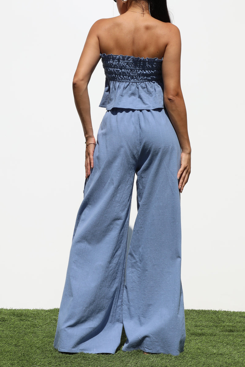 DD7228, TUBE WOVEN TOP AND PANTS SET