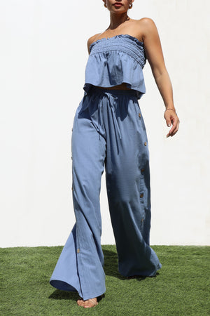 DD7228, TUBE WOVEN TOP AND PANTS SET