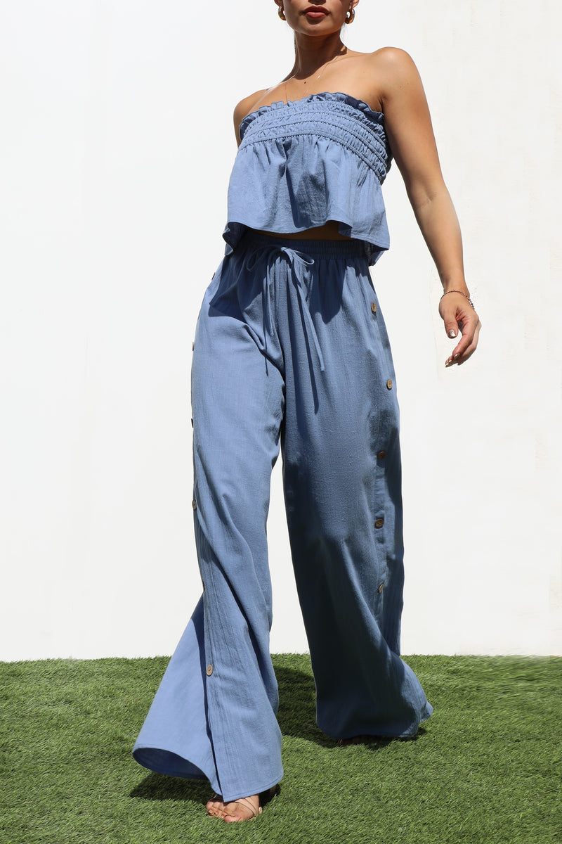 DD7228, TUBE WOVEN TOP AND PANTS SET