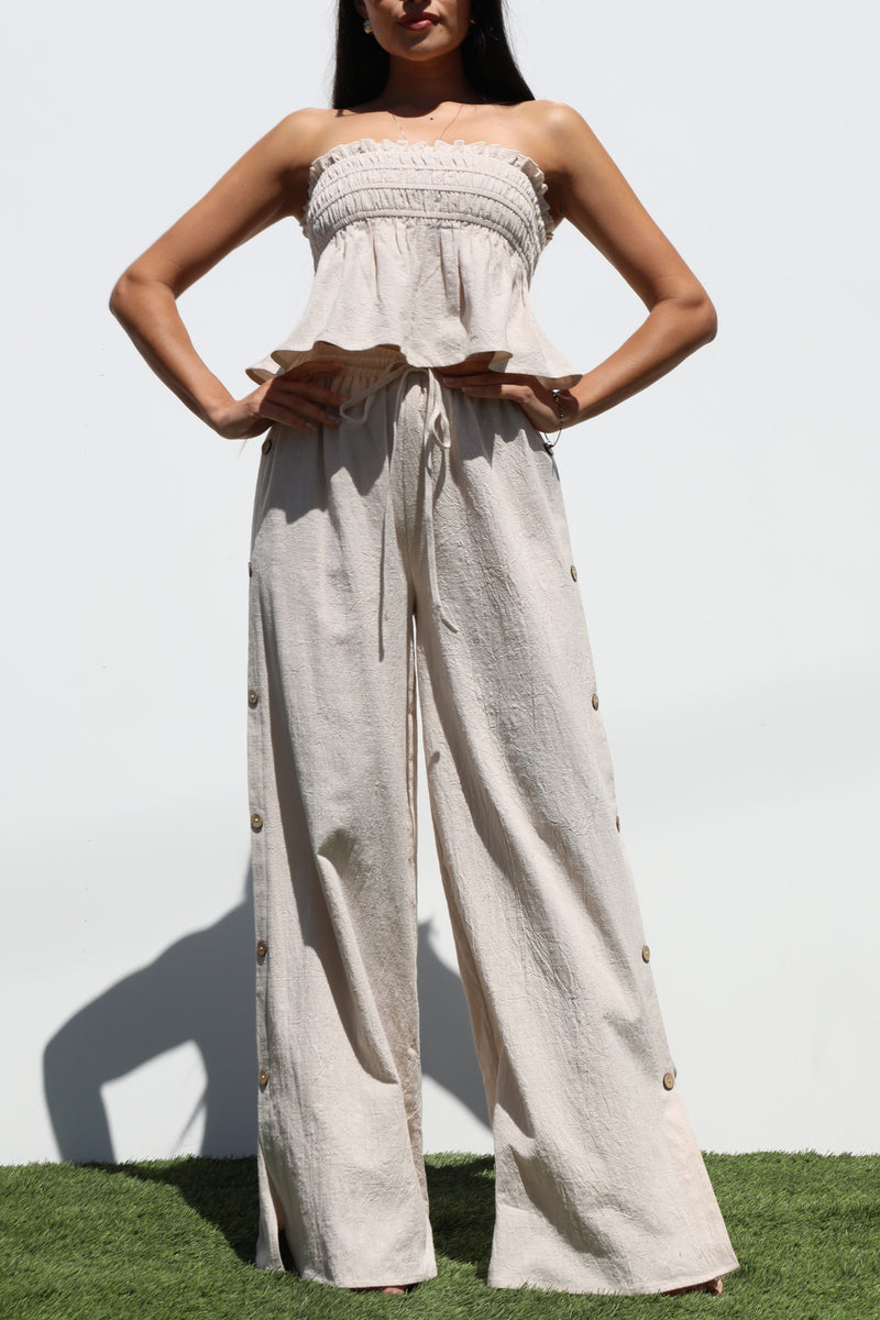 DD7228, TUBE WOVEN TOP AND PANTS SET