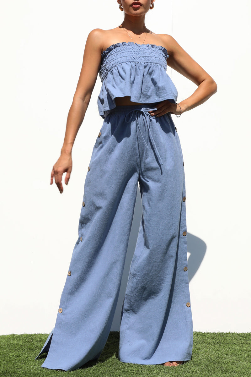 DD7228, TUBE WOVEN TOP AND PANTS SET