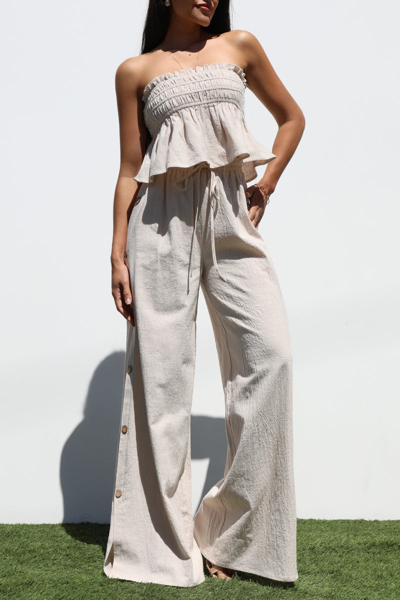 DD7228, TUBE WOVEN TOP AND PANTS SET