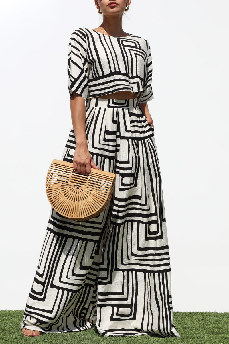 DD7305, PRINTED TOP AND PANTS SET