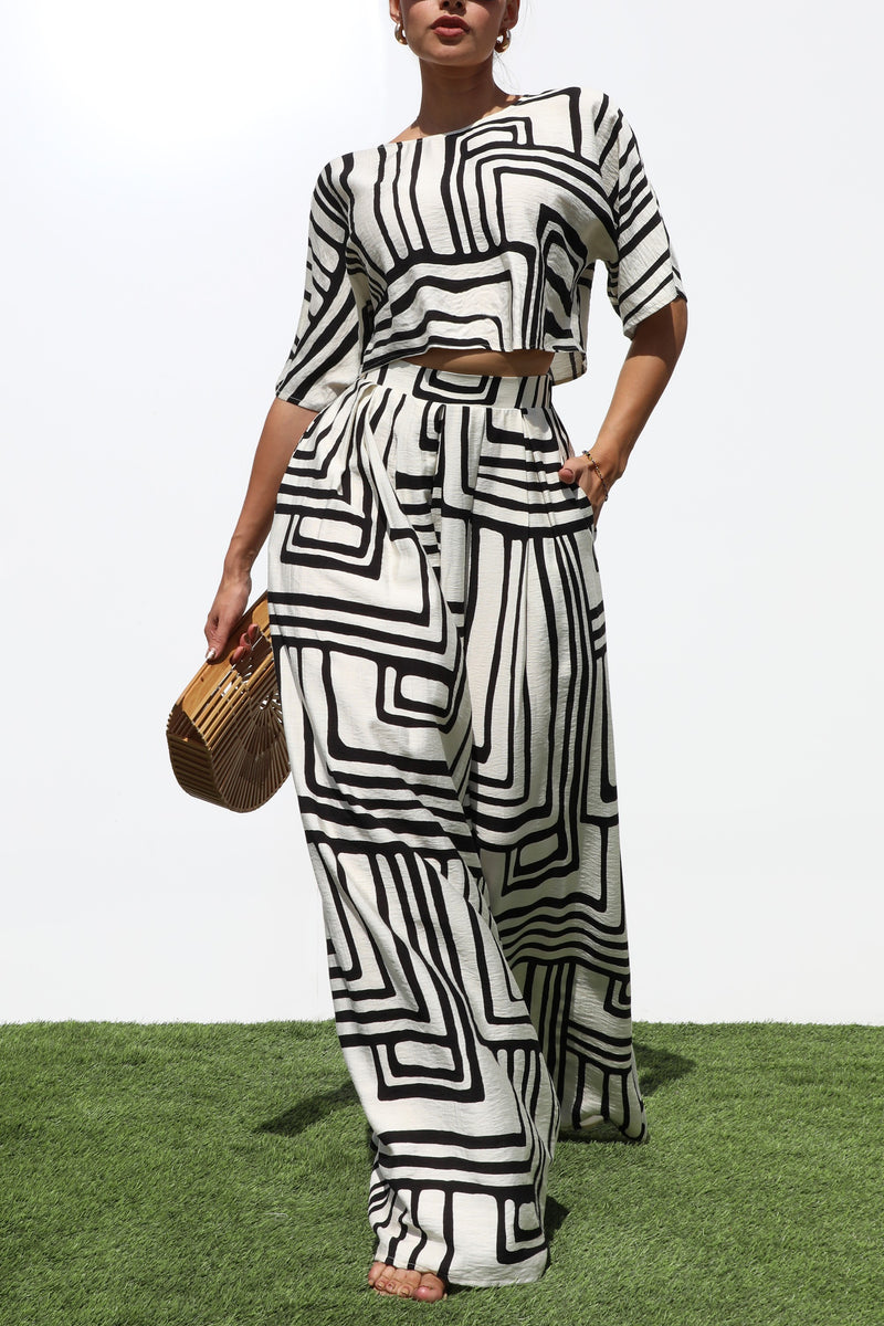 DD7305, PRINTED TOP AND PANTS SET