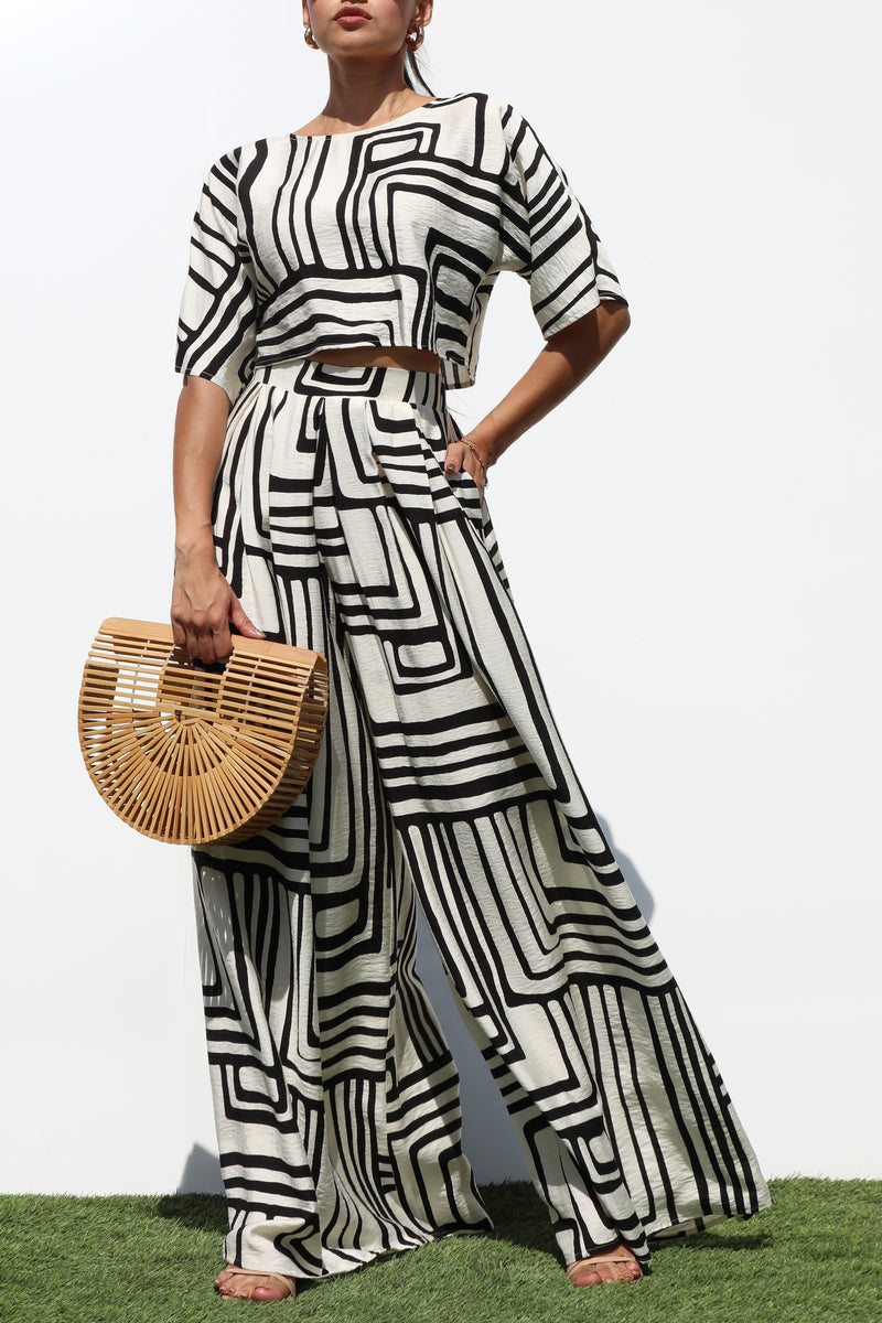 DD7305, PRINTED TOP AND PANTS SET