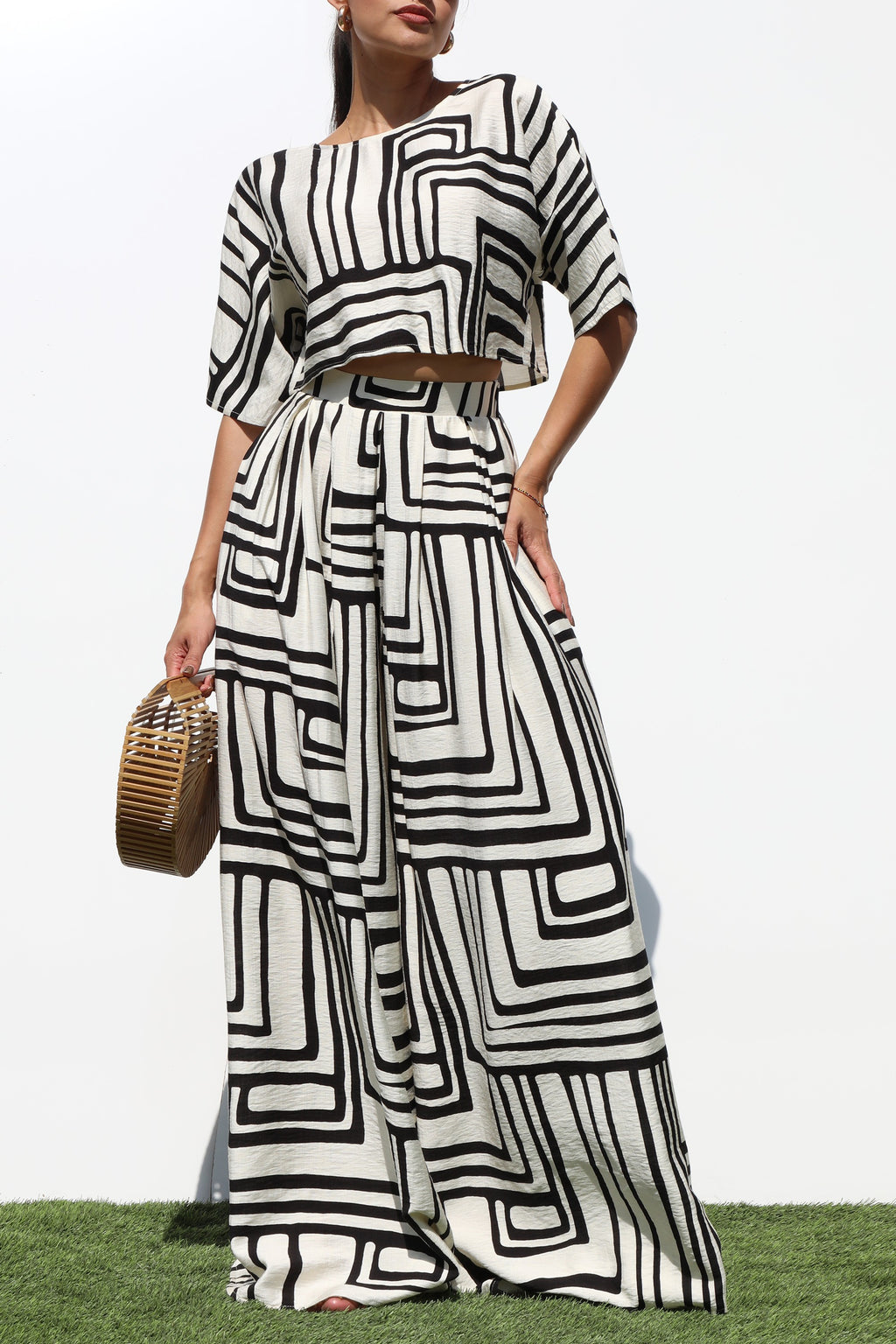 DD7305, PRINTED TOP AND PANTS SET