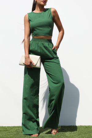DD7204, RIBBON WOVEN TOP AND PANTS SET