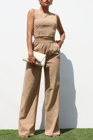 DD7204, RIBBON WOVEN TOP AND PANTS SET