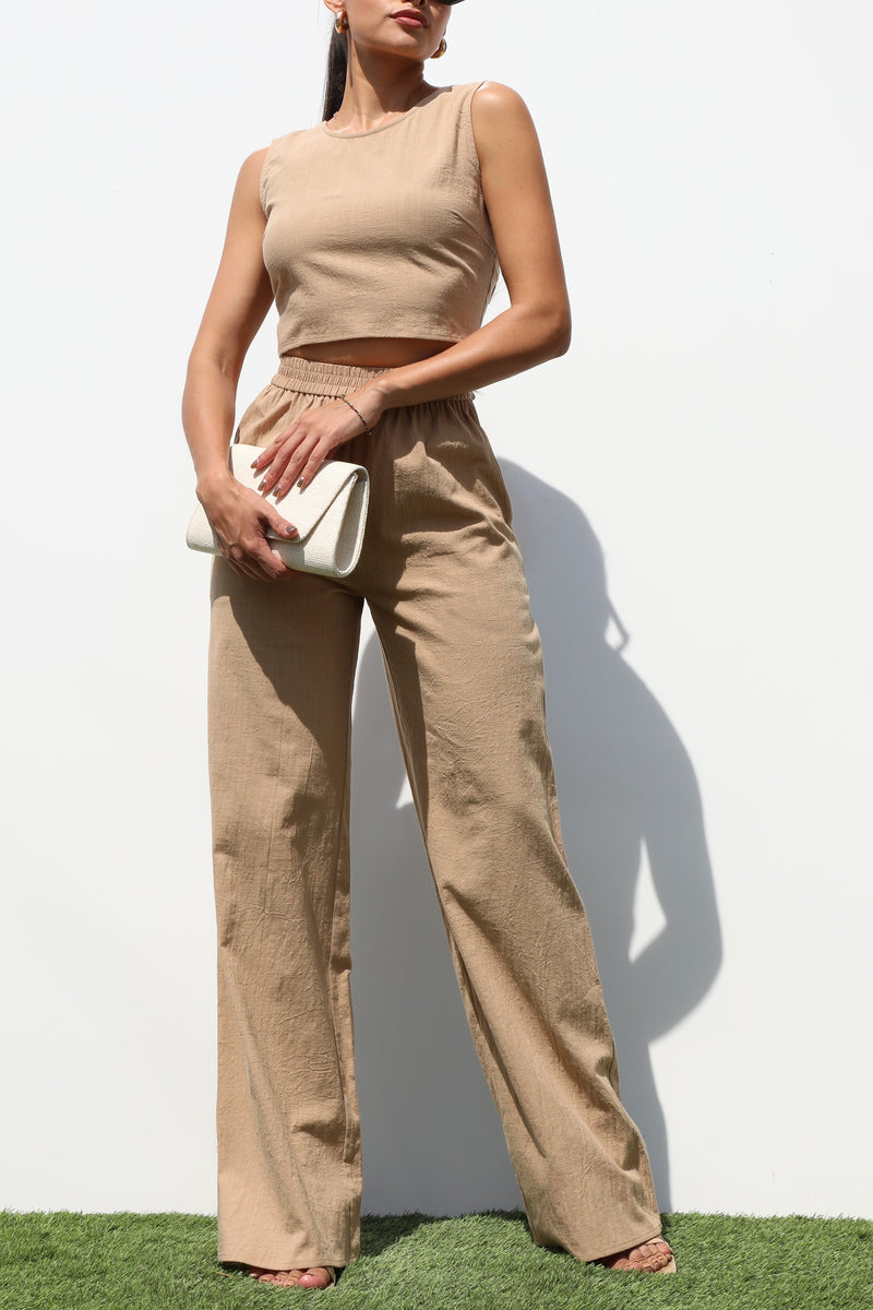 DD7204, RIBBON WOVEN TOP AND PANTS SET