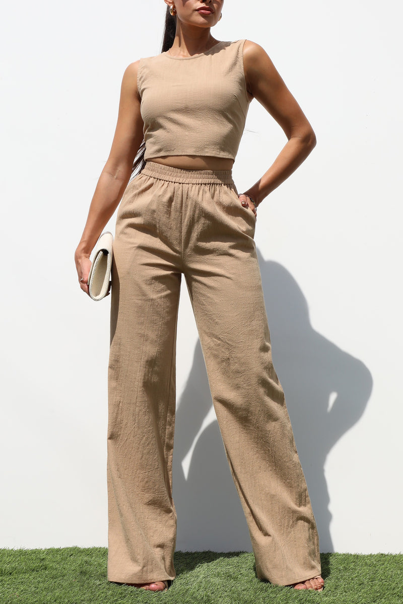 DD7204, RIBBON WOVEN TOP AND PANTS SET