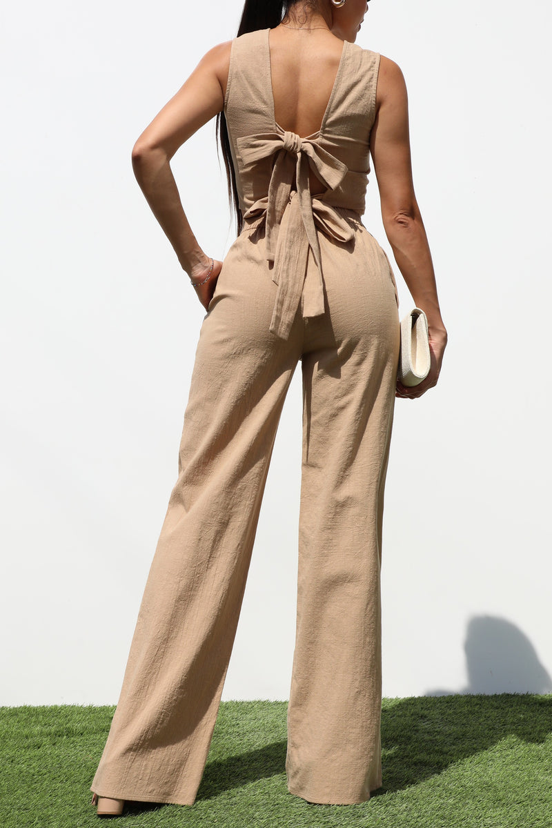 DD7204, RIBBON WOVEN TOP AND PANTS SET