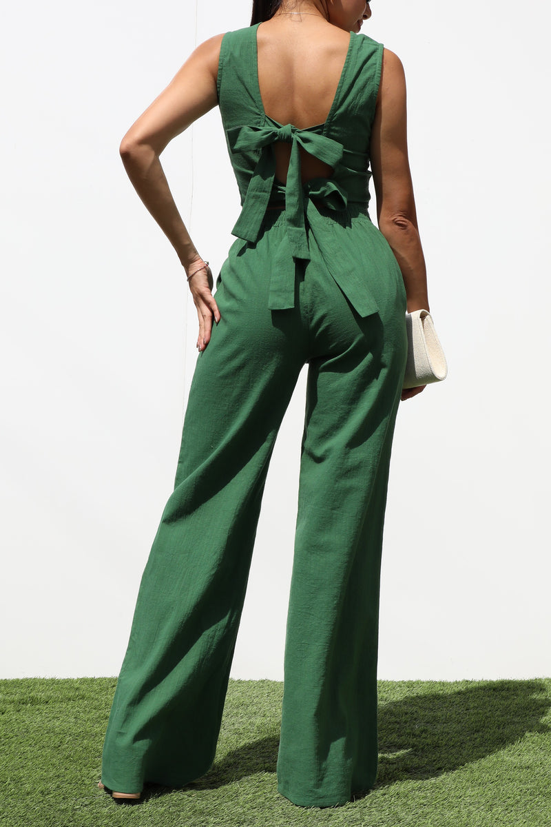DD7204, RIBBON WOVEN TOP AND PANTS SET