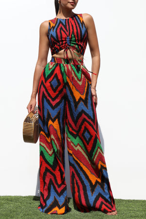 DD7190, SMOCKED WOVEN TOP AND PANTS SET