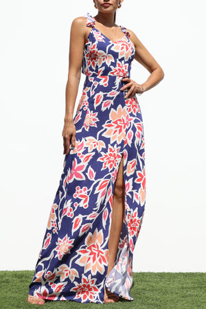 DD7271, PRINTED RUFF WOVEN MAXI DRESS