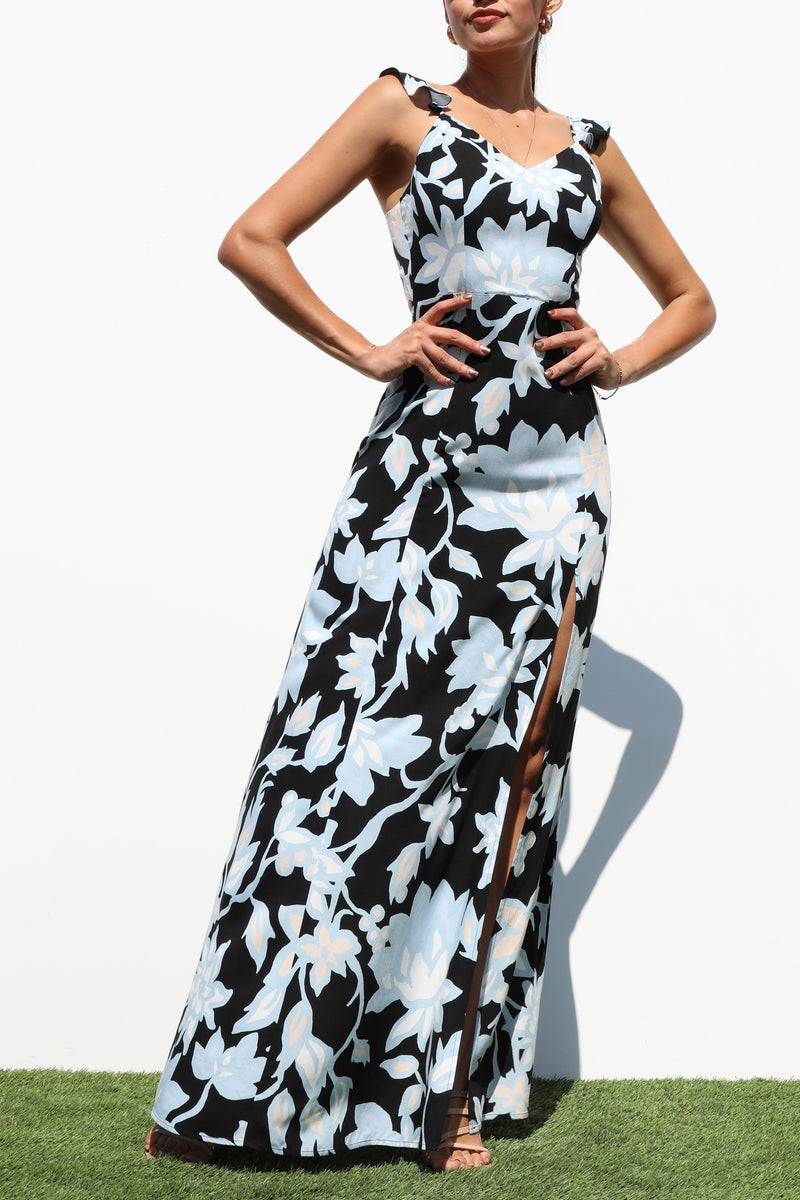 DD7271, PRINTED RUFF WOVEN MAXI DRESS